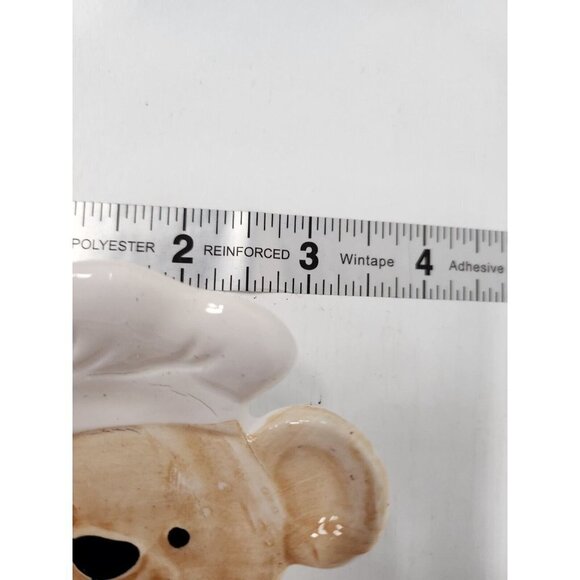 Vintage 1990s Teddy Bear Chef Ceramic Spoon Rest Figural Hand Painted  7"x3" - Picture 5 of 5